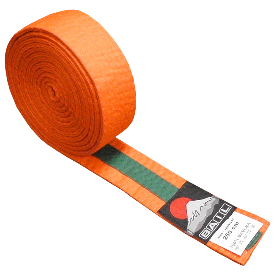 Judo belt DUO orange/green, Cotton - JUDO BAIL - MARTIAL SPORTS | BAIL